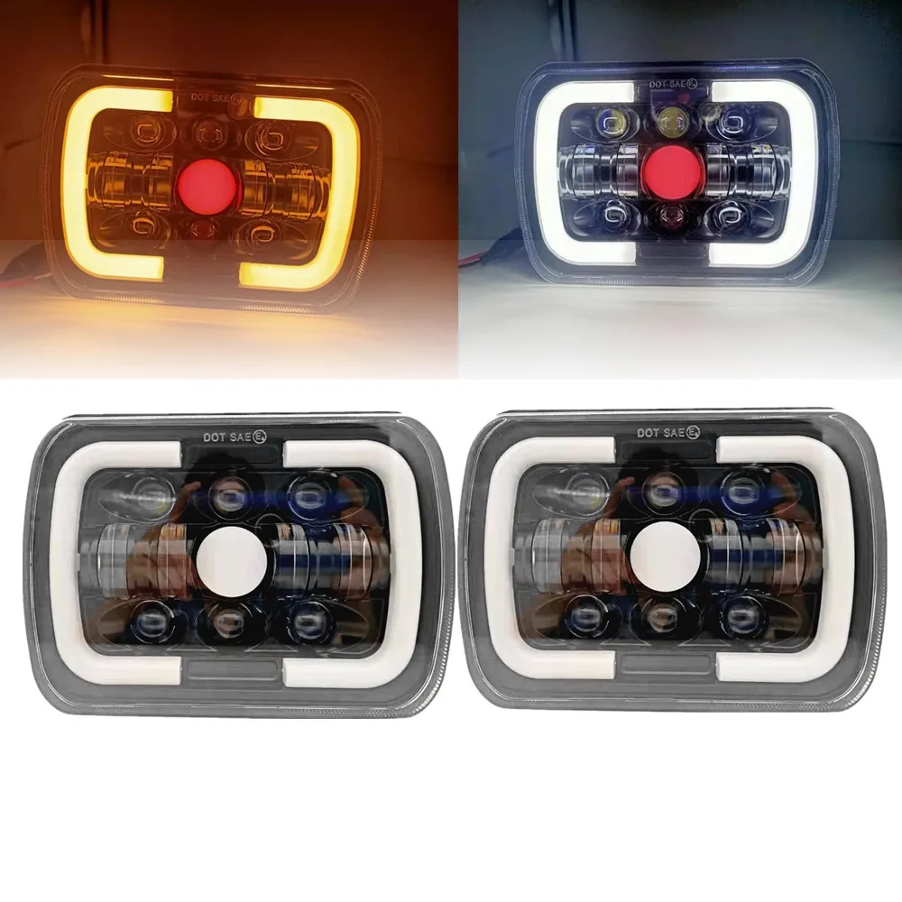

Светодиодные фары, 2 шт., 5x7, 7x6 дюймов, с ДХО, красный демон, для Jeep Wrangler YJ, Cherokee, XJ, GMC, Savana 1500, 2500, 3500, H6014, H6052, H6054