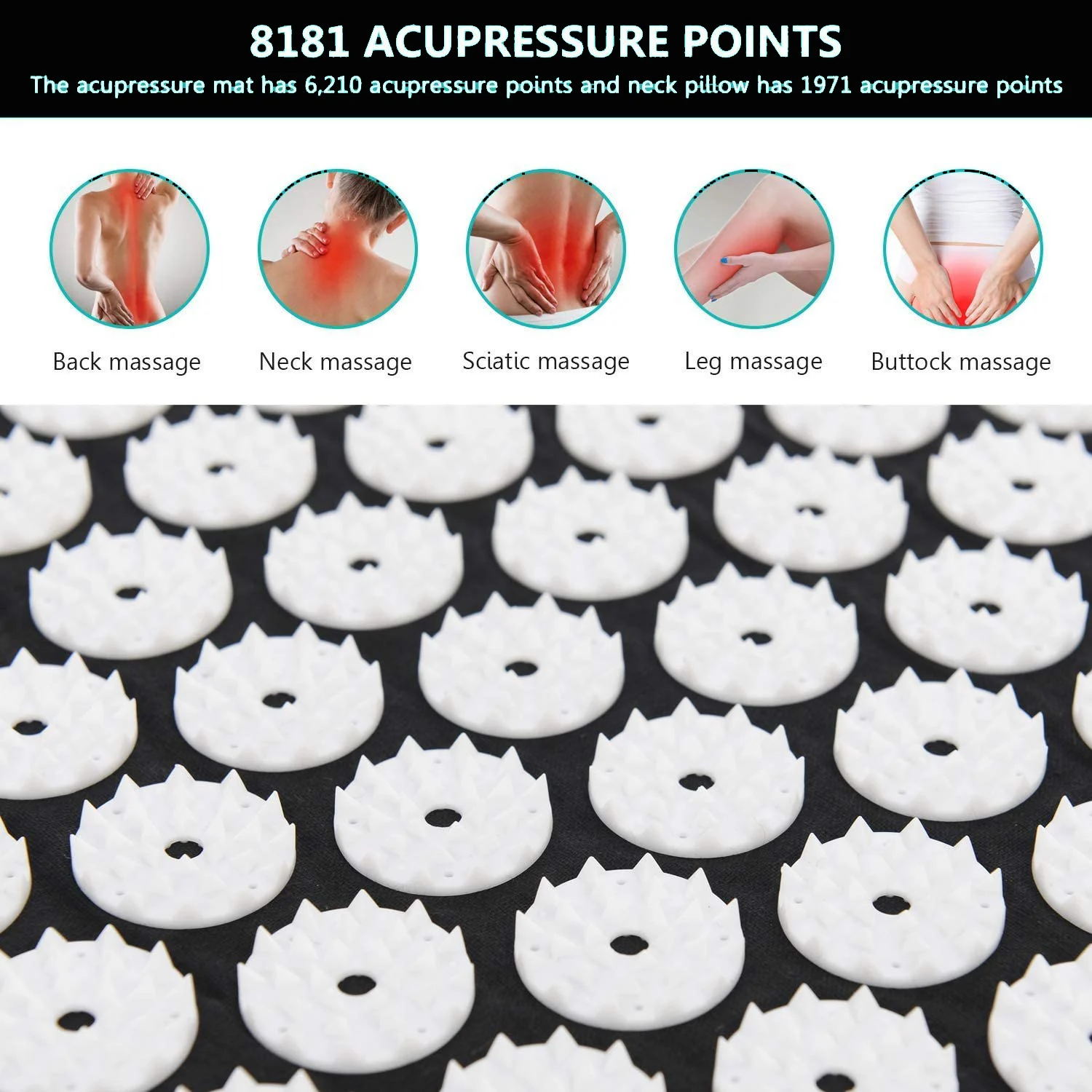 Yoga Acupressure Mat ABS Spike Acupressure Massage Pad Back Body Relieve Stress Tension Relaxation Pain Pad Mat Yoga Mat Massage Pad