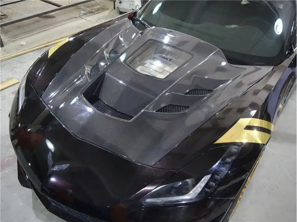 Центральная капот из углеродного волокна подходит для- Corvette C7 задняя губная оболочка