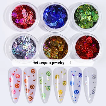 

6pcs Pink Cute Nail Glitter Set Holographic Nail Powder Flakes Manicure Ultra Thin Nail Art Sequin Chromes Pigment THJ99