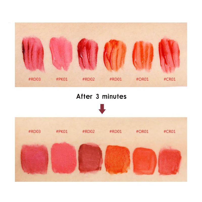 6 Colors Red Wine Bottle Stained Matte Lip Gloss Tint Waterproof Liquid Easy To Wear Non-Stick Beautiful Make Up Lip