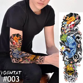 

New 1 Piece Temporary Tattoo Sticker old school Full Flower Tattoo with Arm Body Art Big Large Fake Tattoo Sticker