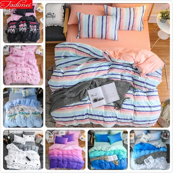 

Colorful Stripe 3/4 pcs Bedding Set Adult Kids Child Soft Bed Linen Single Twin Queen King Size Duvet Cover Quilt Comforter Case
