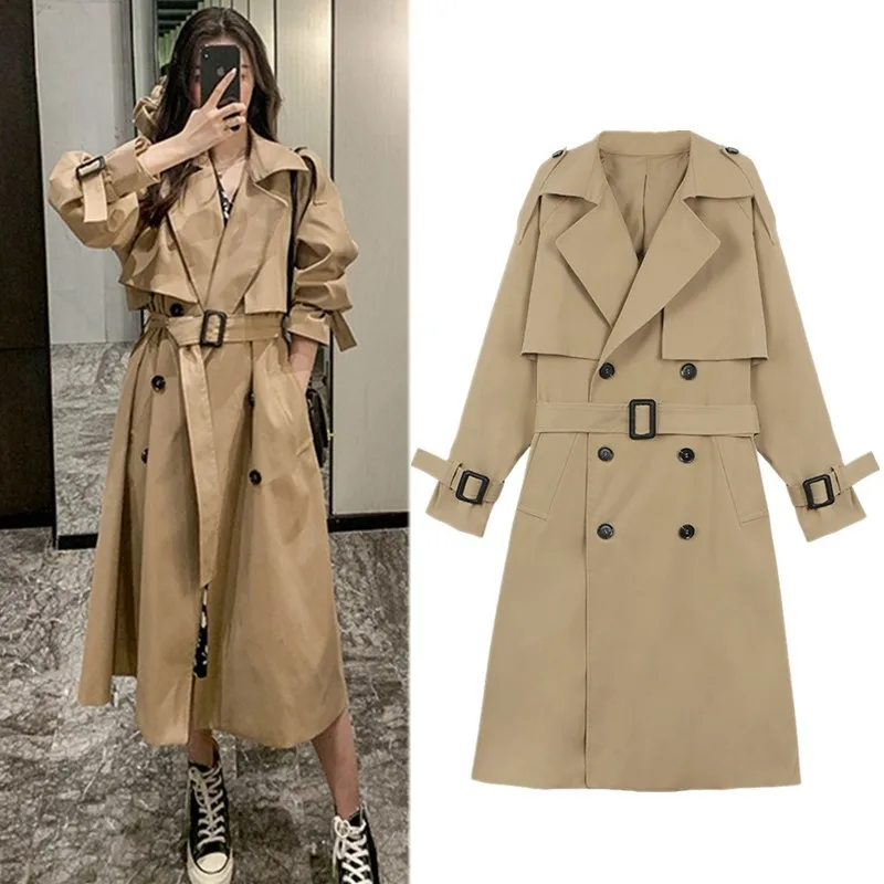 Korean Style Women Trench Coat With Belt Women Clothes Harajuku Spring