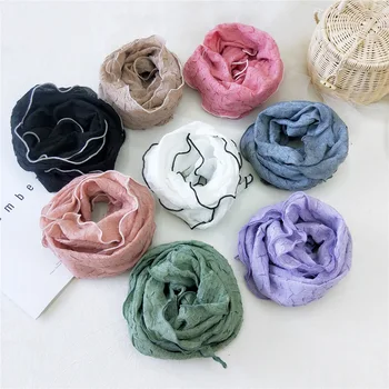 

Folds cotton silk scarf for women pure spring autumn summer Korea Joker wrist bag ribbon belt headband hair neck scarf