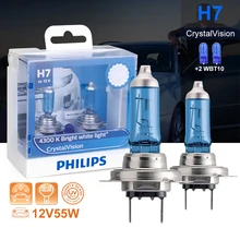 Philips h7 галогенный 55 Вт 12 В Crystal Vision 4300K яркий белый светильник, автомобильная лампа H7, головной светильник T10, подарок, оригинальные аксессуары для автомобиля, 2 шт