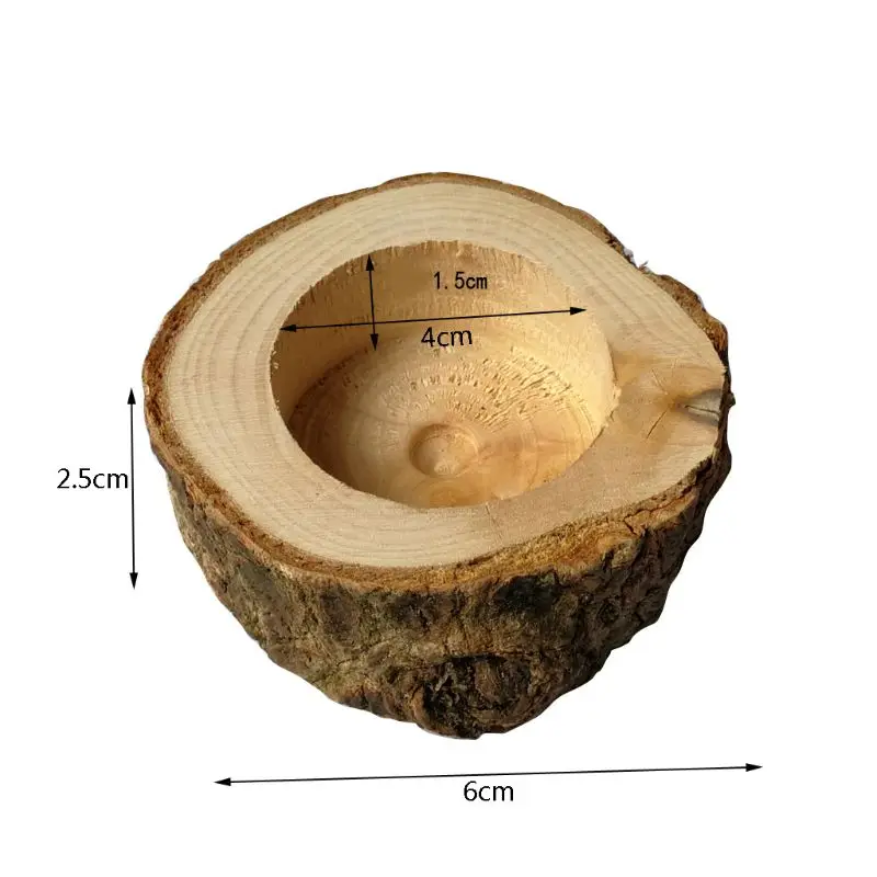 

Rustic Wooden Candlestick Tealight Candle Holder Table Decoration Plant Flower Plot Ornament Craft 6x2.5cm Q1FD