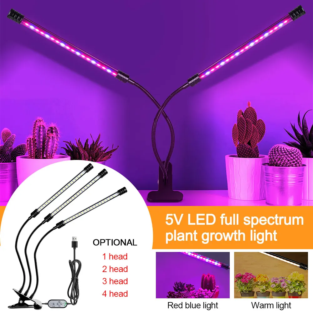 

27W LED Grow Light 5V USB Clip-on Red Blue Phyto Lamp Full Spectrum Timing Grow Lamp Indoor Seedlings Flower Tent Box Fitolampy