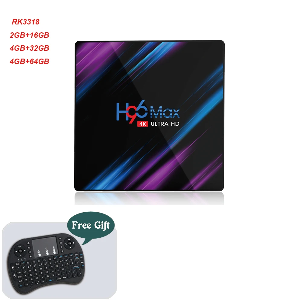 Новый 2 4G 5G WIFI Bluetooth 4 0 RK3318 медиаплеер Android10.0 Смарт ТВ коробка H96 Max|ТВ-приставки и