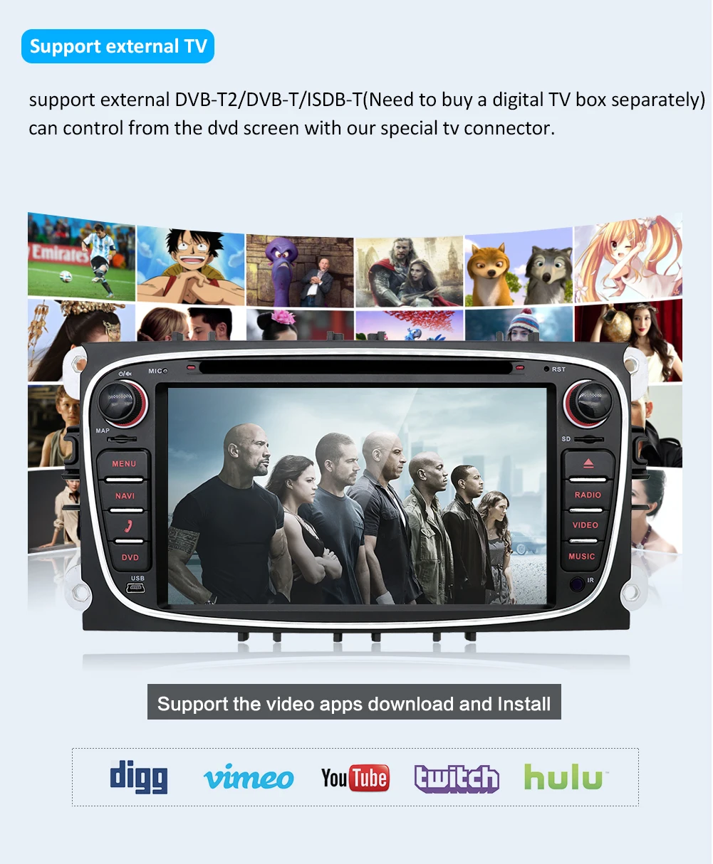 Sale for ford s max 2 din radio for focus cassette player android 9.0 Radio Tuner Steering Wheel Control GPS Navigation DVD Player 4G 40