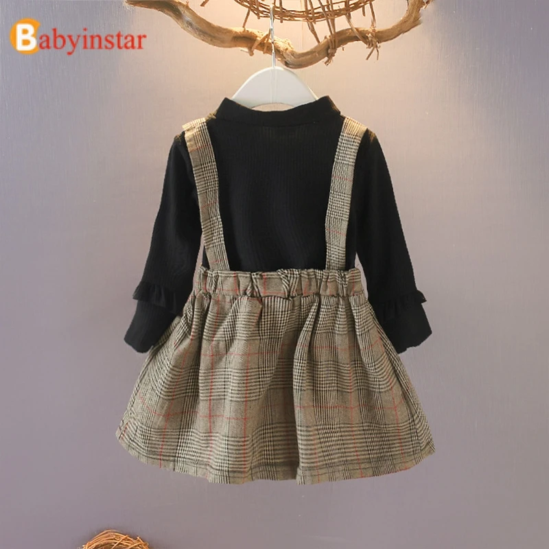Babyinstar 2-8Y School Dresses For Girls Costume Kids Long Sleeve Girl Dress Children Girl Child Dresses Cute Plaid Fall Outfits