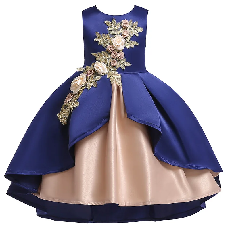 Свадебное платье с цветочным узором для девочек, карнавальный костюм для девочек, праздничные платья для детей, детское платье принцессы для 3, 4, 5, 6, 7, 8, 9, 10 лет