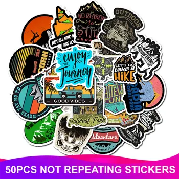 

50pcs/Pack PVC Waterproof Outdoor Adventure Funny Stickers Laptop Suitcase Motorcycle Phone DIY Sticker Kids Classic Reward Toy