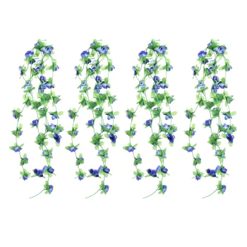 

4Pcs Rose Rattan Adornment Artificial Simulation Flower Rattan Hanging Vine Plant for Bedroom Garden Living Room