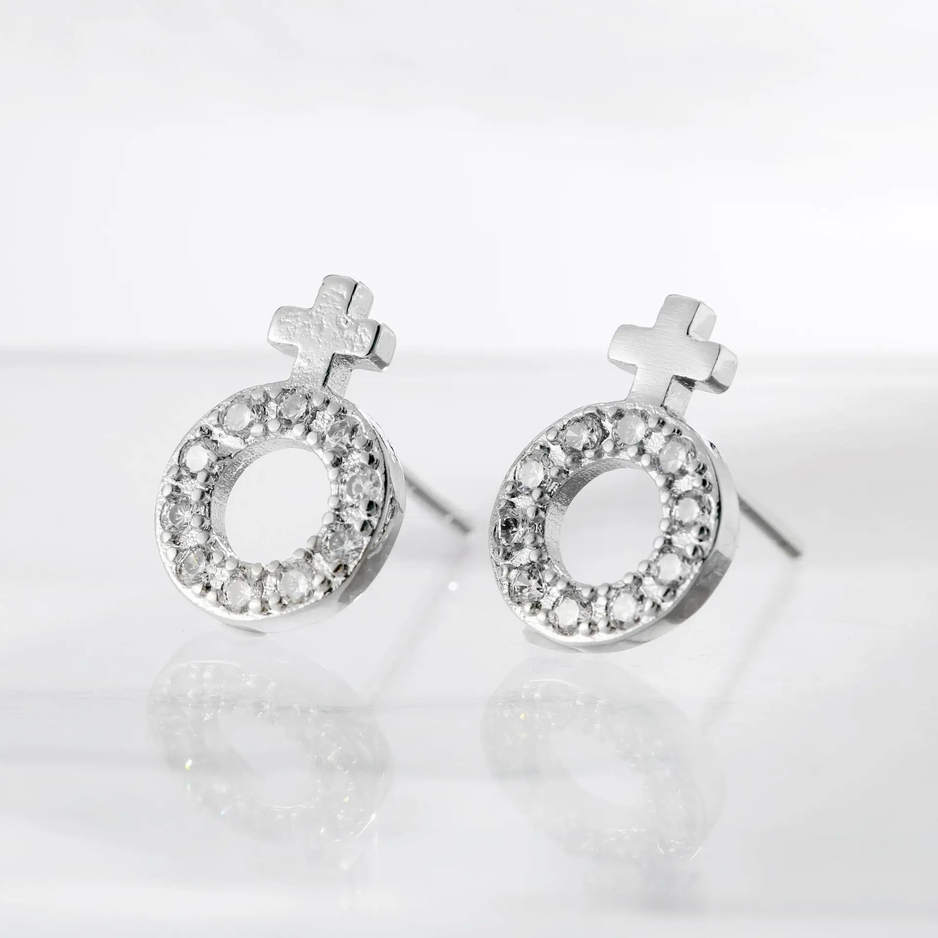 

Women's Fashion Simple Circle Cross Stud Earrings Silver Plated Cocktail Party Women's Earrings Zircon Ear Jewelry Xmas Gifts