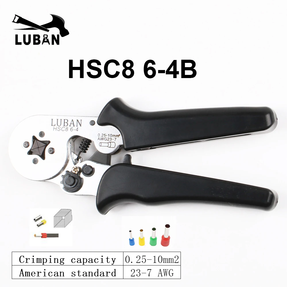 Инструменты HSC8 6-4 HSC8 6-6 саморегулируемые плоскогубцы мини-типа 0,25-6мм2 плоскогубцы ручные инструменты клеммы 16-4 - Цвет: HSC8 6-4B