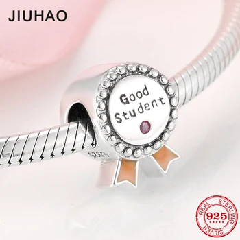 

100% Authentic 925 Sterling Silver fashion Good student medal Beads Fit Original JIUHAO Charm Bracelet Jewelry making