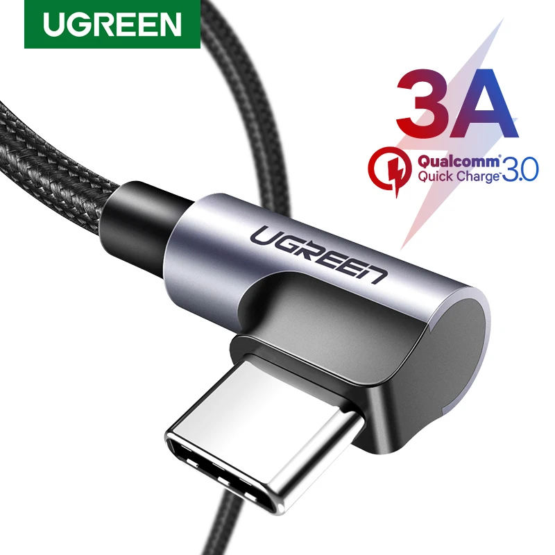 Кабель USB C Ugreen для samsung S9 S10 Plus, кабель для быстрой зарядки 3,0, угловой, usb type C, кабель для передачи данных, провод для игровой USB C|Кабели для мобильных телефонов|   - AliExpress