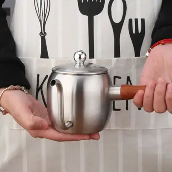 

500ml Stainless Steel Mini Drip Coffee Pot Japanese Kettle with Wood Handle Kitchen Cafe Bar Supplies