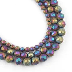 Rainbow Hematite and Black Gold Natural Stone Beads - 10mm 36pcs (Matte faceted)