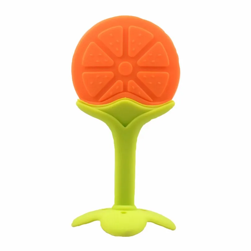 Orange Teether Детский Прорезыватель пищевого класса силиконовый Прорезыватель для зубов в виде фруктов форма Детские Силиконовые для прорезывание зубов Прорезыватель игрушки детские жевательные игрушки с зубами детский Прорезыватель - Цвет: Orange Teether