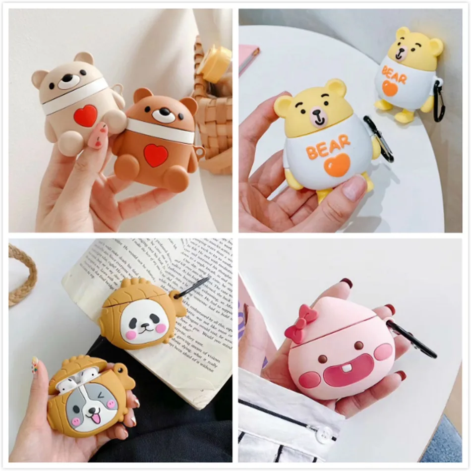 

3D Bear Pumpkin Cat Earphone Case For AirPods Case Silicone Deer Cute Cartoon Cover for Apple Air pods Case Accessories Box