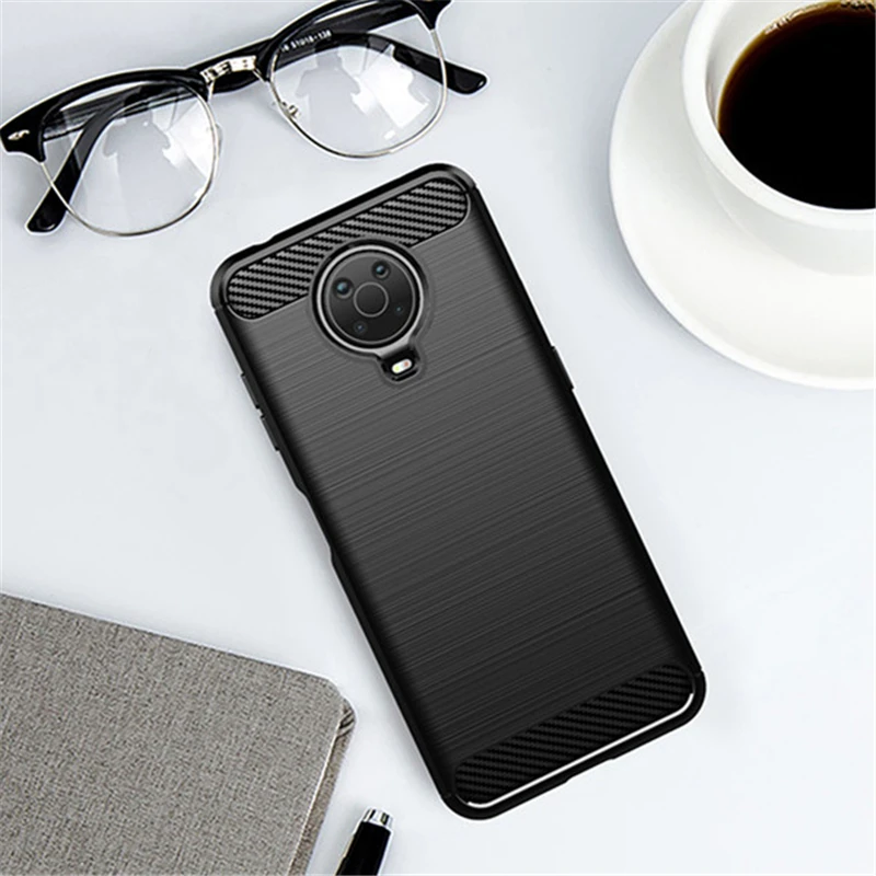For Cover Nokia G10 Case For Nokia G10 Bumper Silicon Carbon Fiber