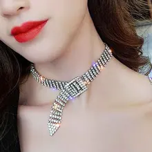 Сверкающая Хрустальная цепочка для ошейника колье ожерелье для невесты для женщин Свадебная вечеринка колье из горного хрусталя Женские аксессуары LB