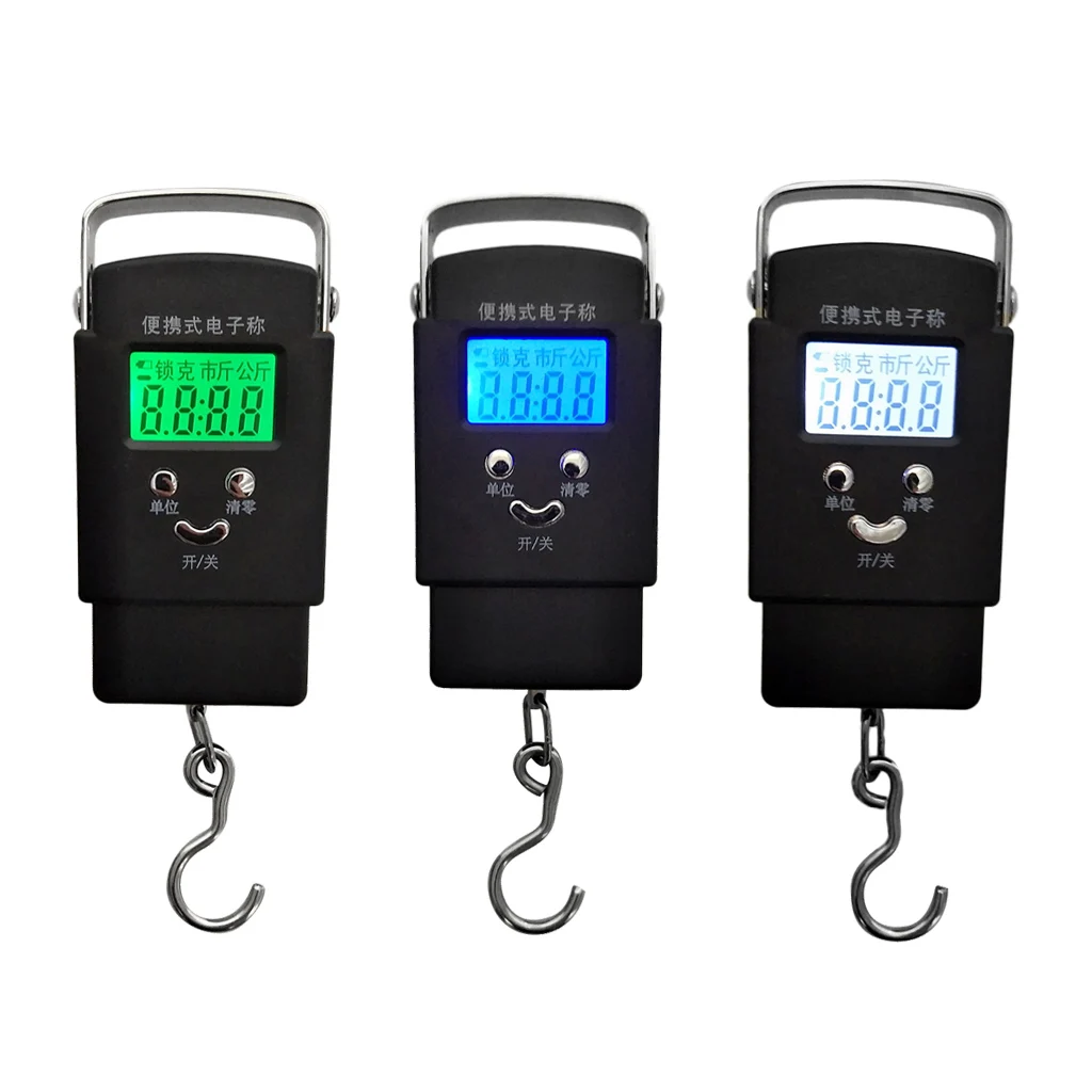 110lb/50kg LCD Display Electronic Balance Digital Fishing Luggage Weight Hanging Hook Scale, 2 AAA Batteries Included