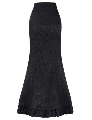 Fp88013 новинка осень зима женская модная повседневная сексуальная юбка kawaii размера плюс элегантная длинная юбка для женщин - Цвет: Черный
