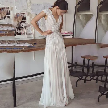 

Wedding Dresses 2020 Mrs Win Luxury Lace Sexy V-neck Floor-length Lace Up A-line Wedding Dress Plus Size Vestido De Noiva