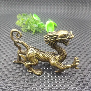 

Retro pure copper four great beast dragon statue ornaments brass beast statue small copper animal statue home decoration gift