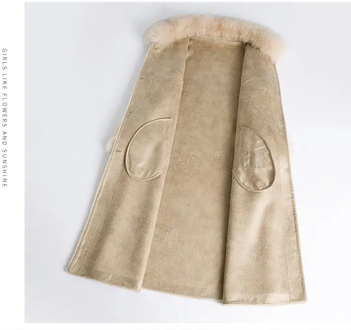 Шерстяная куртка с воротником из лисьего меха, пальто из натурального меха, осенне-зимнее пальто, женская одежда, корейская овечья шерсть, замшевая подкладка, ZT3481