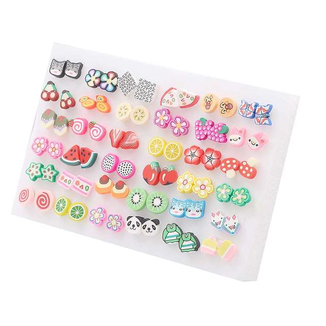 Randomly Mixed Silver Color Women Butterfly Bowknot Flower Heart Small Plastic Stud Earrings Sets For Girl Jewelry Part
