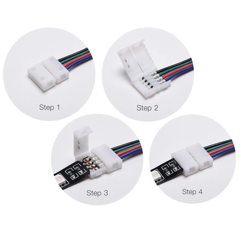 Angcai 2/4 Pin Светодиодный свет полосы разъем перемычки для 10 мм SMD5050 12/24V один Цвет провод без пайки лента шириной Гибкая цветная(RGB