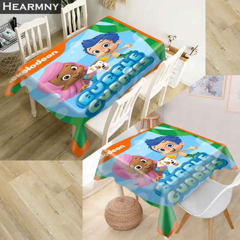 New Arrival Custom Bubble Guppies Tablecloth Waterproof Kitchen