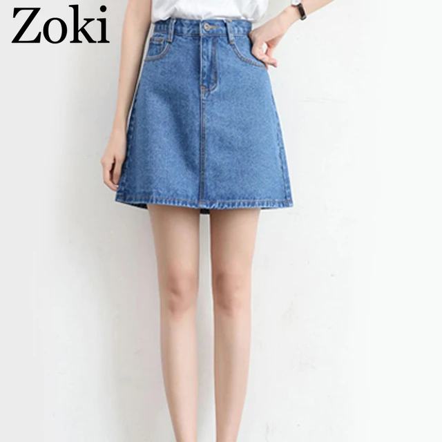 Zoki Sexy Women Denim Mini Skirt Fashion Summer High Waist Korean Black Skirt Blue Package Hip Jeans Harajuku Plus Size Cotton 4