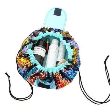 

Women Travel Toiletry Wash Cosmetic Bag Fashion Makeup Storage Case Mermaid-color Drawstring Shrink Organizer Accessories Items
