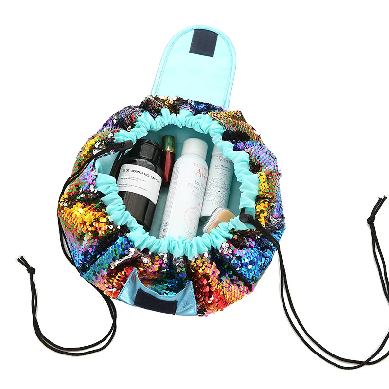  Women Travel Toiletry Wash Cosmetic Bag Fashion Makeup Storage Case Mermaid-color Drawstring Shrink