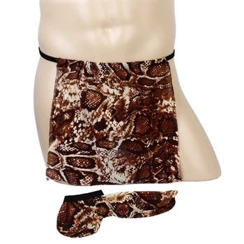 

One Set Sexy Men's Charming C-String Snake Skin Pattern Mesh Pouch Underwear
