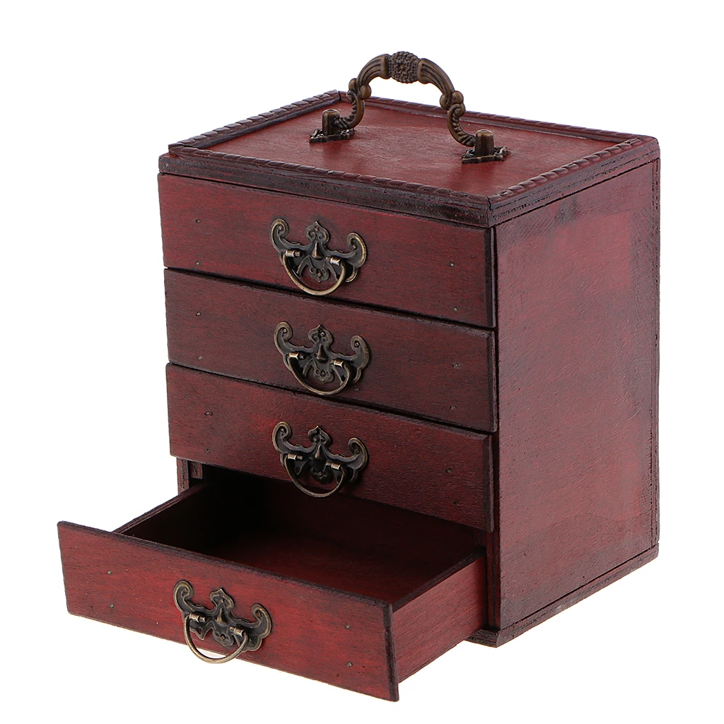 Деревянный ящик с портативной ручкой для украшения дома, ящик для хранения ювелирных изделий