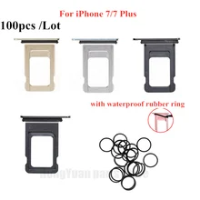 

100pcs Metal Micro SIM Card Tray Holder Slot Replacement for iPhone 7 7 Plus With Waterproof Rubber Ring