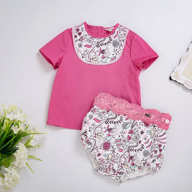 Cutestyles/комплекты одежды с цветочным принтом для маленьких мальчиков; ярко-розовая футболка и повседневные шорты с цветочным принтом; детская одежда; B-DMCS105-B271