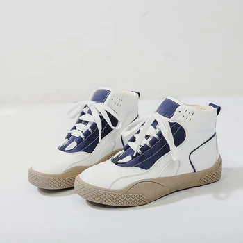 

19 autumn and winter new Korean version of the wild casual shoes leather flat students high to help ins tide shoes women.