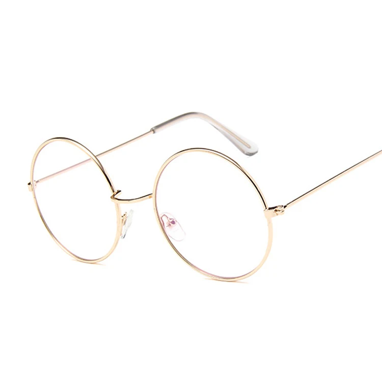 Classic Gold Round Metal Frame Clear Lens Glasses