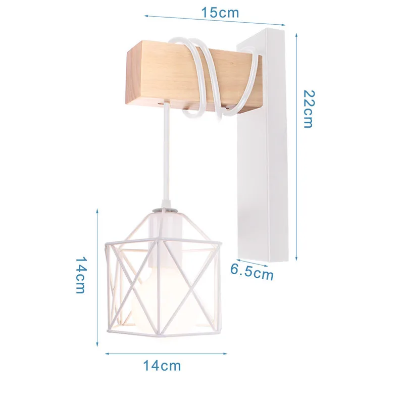 Modern Minimalist Indoor Wall Light Vintage Wood Wall Lamp E27 Lamp Home Sconce Lighting Fixture Porch Hallway Aisle Stair Light glass wall lights Wall Lamps