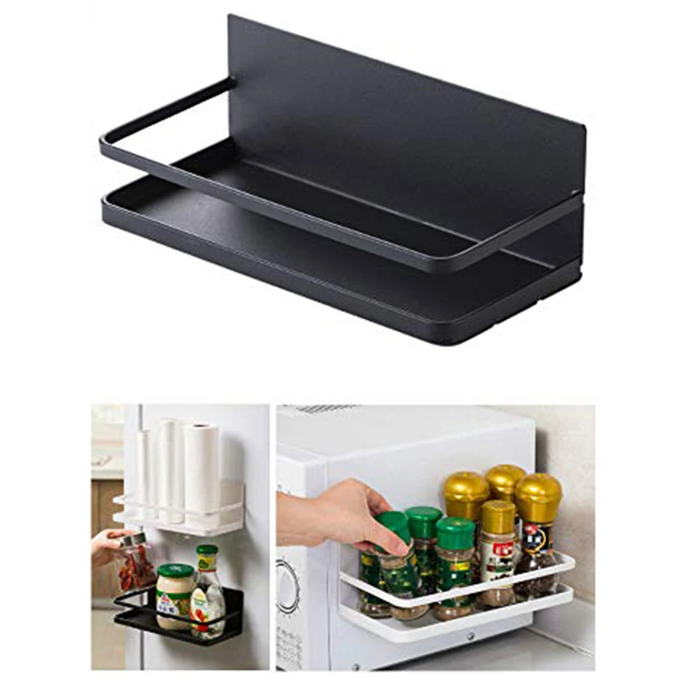 

1 Set Magnetic Spice Rack Kitchen Organizer Single Tier Magnetic Refrigerator Spice Storage Magnet Shelf Kitchen Accessories