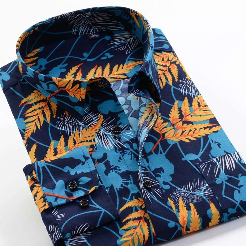 Koop 6XL 7XL 8XL 9XL 10XL Grote Size Bloemenprint mannen Mode Toevallige Lange Mouwen 2010 Lente Nieuwe Jeugd brand Shirt 24 kleuren