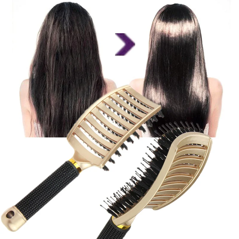 Hair Scalp Massage Comb Bristle Nylon Hairbrush Women Wet Dry Curly