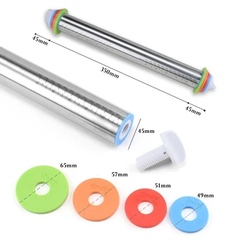 

Rolling Pin Set Adjustable Thickness Stainless Steel Rolling Pins Dough Roller for Baking Dough LAD-sale